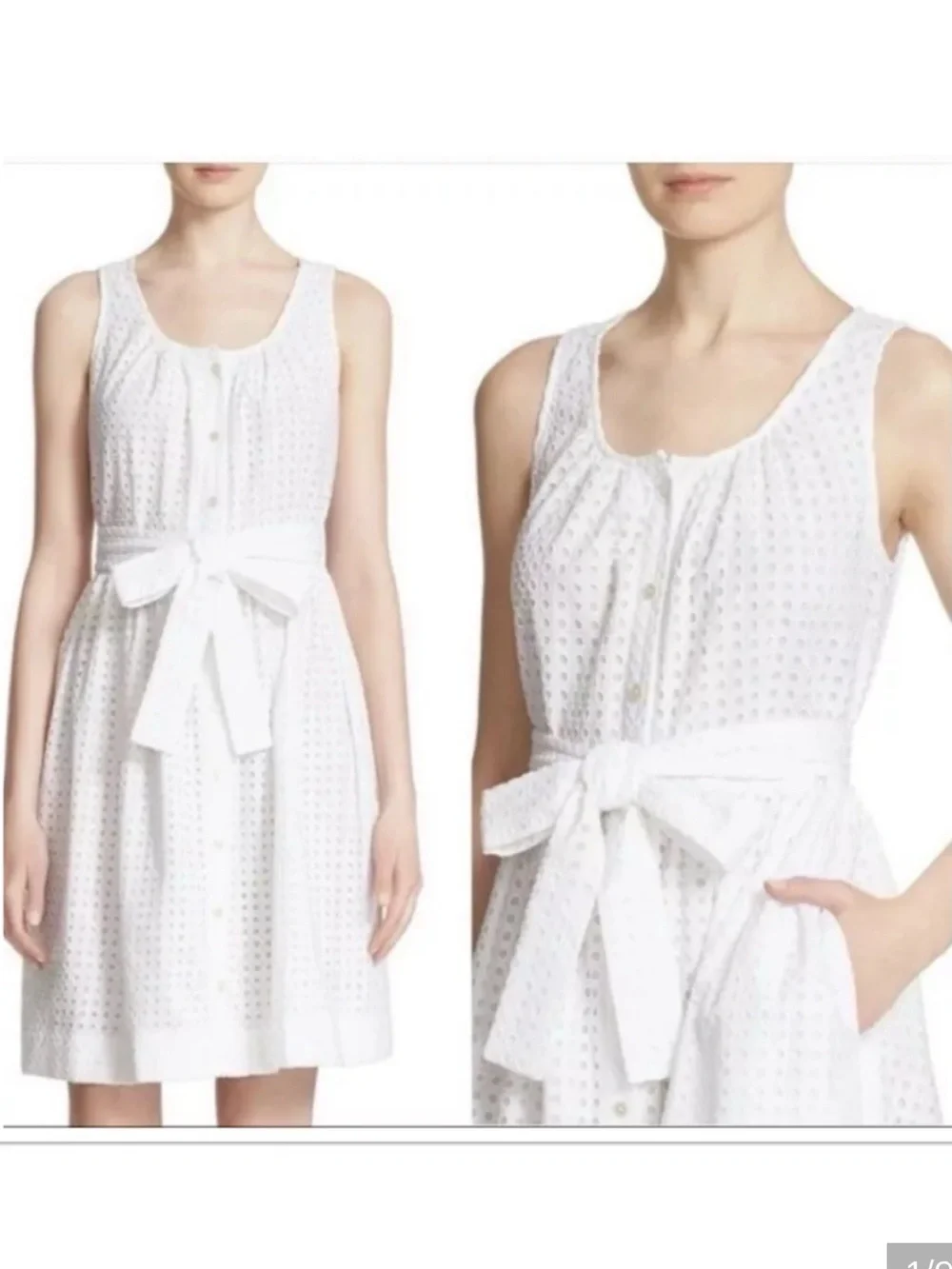 Kate Spade Broome Street Belted White Eyelet Tie-Waist Sundress